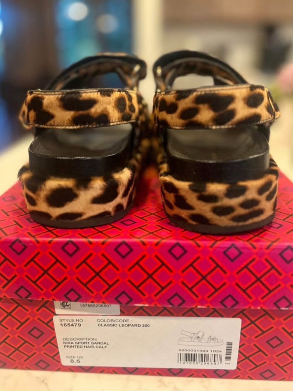 Tory Burch Kira Sport Sandal Classic Leopard 8 1/2 - Picture 2 of 5
